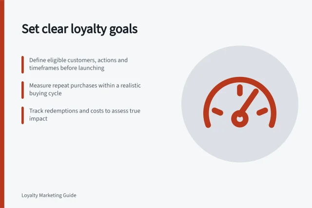 Set clear loyalty goals: Define eligible customers, actions and timeframes before launching; Measure repeat purchases within a realistic buying cycle; Track redemptions and costs to assess true impact. Choosing a loyalty programme goal