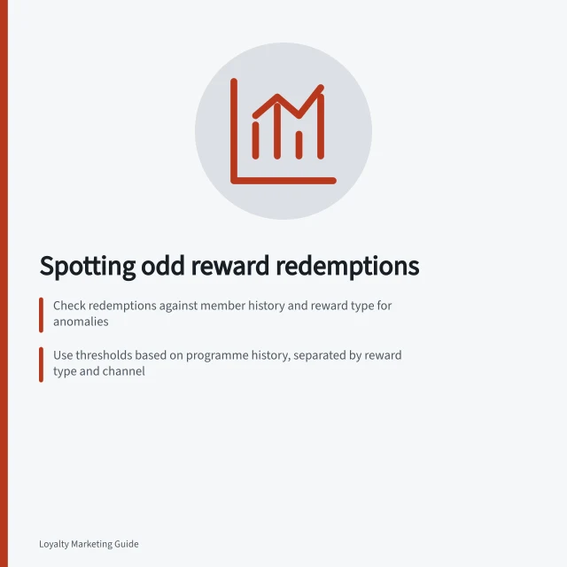 Spotting odd reward redemptions: Check redemptions against member history and reward type for anomalies; Use thresholds based on programme history, separated by reward type and channel; Verify claims match completed orders to prevent false alerts. Identifying unusual reward redemption patterns