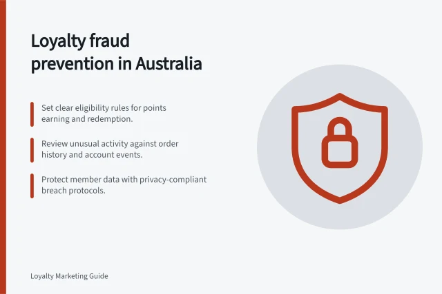 Loyalty fraud prevention in Australia: Set clear eligibility rules for points earning and redemption.; Review unusual activity against order history and account events.; Protect member data with privacy-compliant breach protocols. Loyalty fraud and abuse
